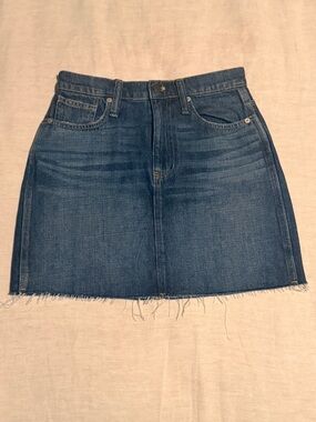 Madewell Indigo Denim Mini Skirt with Raw Hem